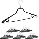 Relaxdays 50x kledinghanger zwart - antislip - kostuumhanger - kleerhanger met broeklat