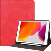 Luxe Lederen iPad 10.2 2019 Hoes Tablet Hoesje Bookcase Cover - Uitsparing Active Stylus Pen - Rood