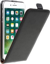 GadgetBay Split Leather Vertical Flip Case iPhone 7 Plus 8 Plus - Zwart