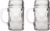Oktoberfest - 2x Bierpullen/Bierglazen 0,5 liter - Oktoberfest/Bierfeest feestartikelen - Horeca bierglazen/pullen