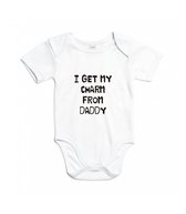 Rompertjes baby met tekst - I get my charm from daddy - Romper wit - Maat 62/68