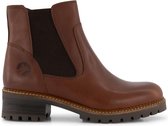 Travelin' Borgen - Leren Chelsea Boots Dames met Rubber profiel - Schoen - Bruin Leer - Maat 37