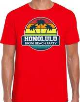 Honolulu zomer t-shirt / shirt Honolulu bikini beach party voor heren - rood - Honolulu beach party outfit / vakantie kleding /  strandfeest shirt S