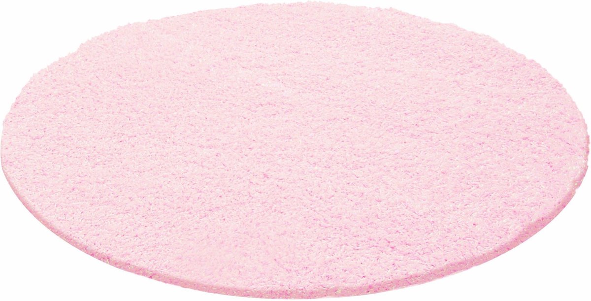 Hoogpolig vloerkleed Life roze - rond 120 cm