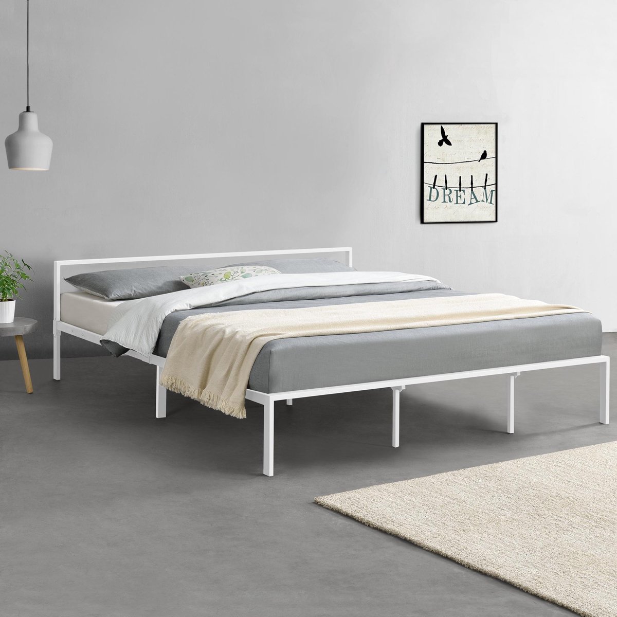 Metalen bed Imatra bedframe met bedbodem 180x200 cm wit | bol.com