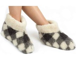 Woolwarmers wollen sloffen voor dames en heren - zwart/wit