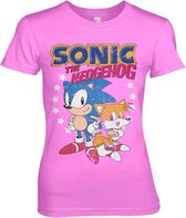 Sonic The Hedgehog Dames Tshirt -2XL- Sonic & Tails Roze