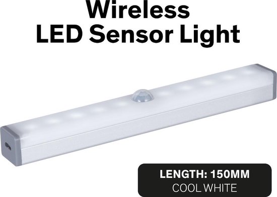 Lampe LED SINJI avec détecteur de mouvement - Montage facile avec des autocollants magnétiques - Batterie rechargeable - Éclairage d'armoire de cuisine - 15cm