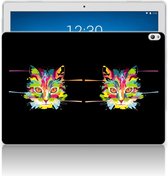 Hoes Lenovo Tab P10 Tablet Siliconen Backcover Cat Color met transparant zijkanten