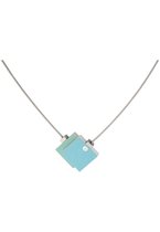 Collier Twee vierkantjes Blauw Groen C142B