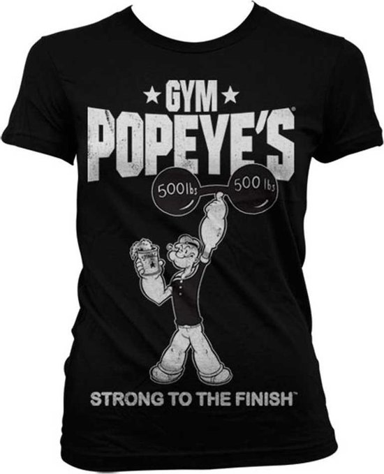 Popeye Dames Tshirt -S- Popeye's Gym Zwart