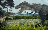 Dinosaurus T-Rex battlefield duo - Foto op Forex - 150 x 100 cm