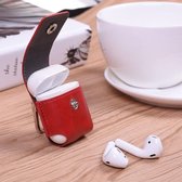 Let op type!! Voor Apple AirPods creatieve draadloze Bluetooth koptelefoon PU leder beschermende zak Anti-lost opbergtas met haak (oortelefoon dient te worden is niet Included)(Red)
