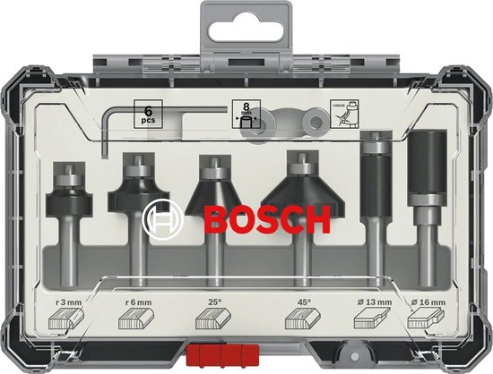 Bosch 2607017468 6-delige Frezenset in cassette - Afronden en profileren - 6mm - Bosch