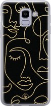 Samsung J6 (2018) hoesje siliconen - Abstract faces | Samsung Galaxy J6 (2018) case | zwart | TPU backcover transparant