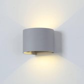 LED Wandlamp Buiten Rond Grijs - Tweezijdig - 3000K - 6W