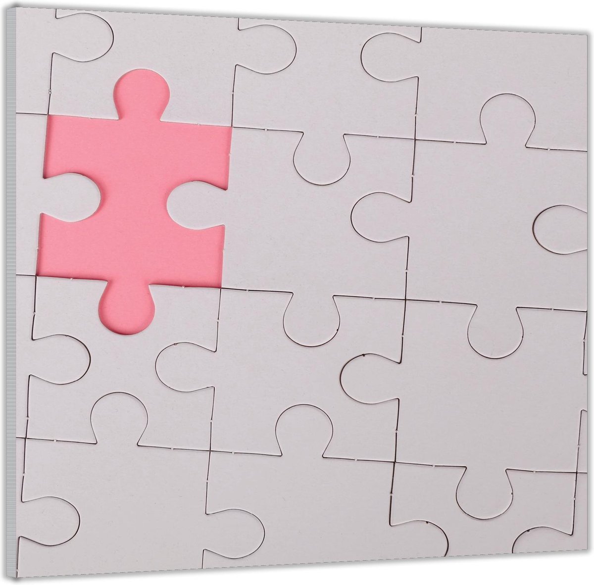 Acrylglas –Witte Puzzel met 1 Missend Stuk– 50x50 (Wanddecoratie op Acrylglas)