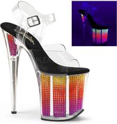 Pleaser Sandaal met enkelband, Paaldans schoenen -35 Shoes- FLAMINGO-808SRS Paaldans schoenen Transparant/Multicolours