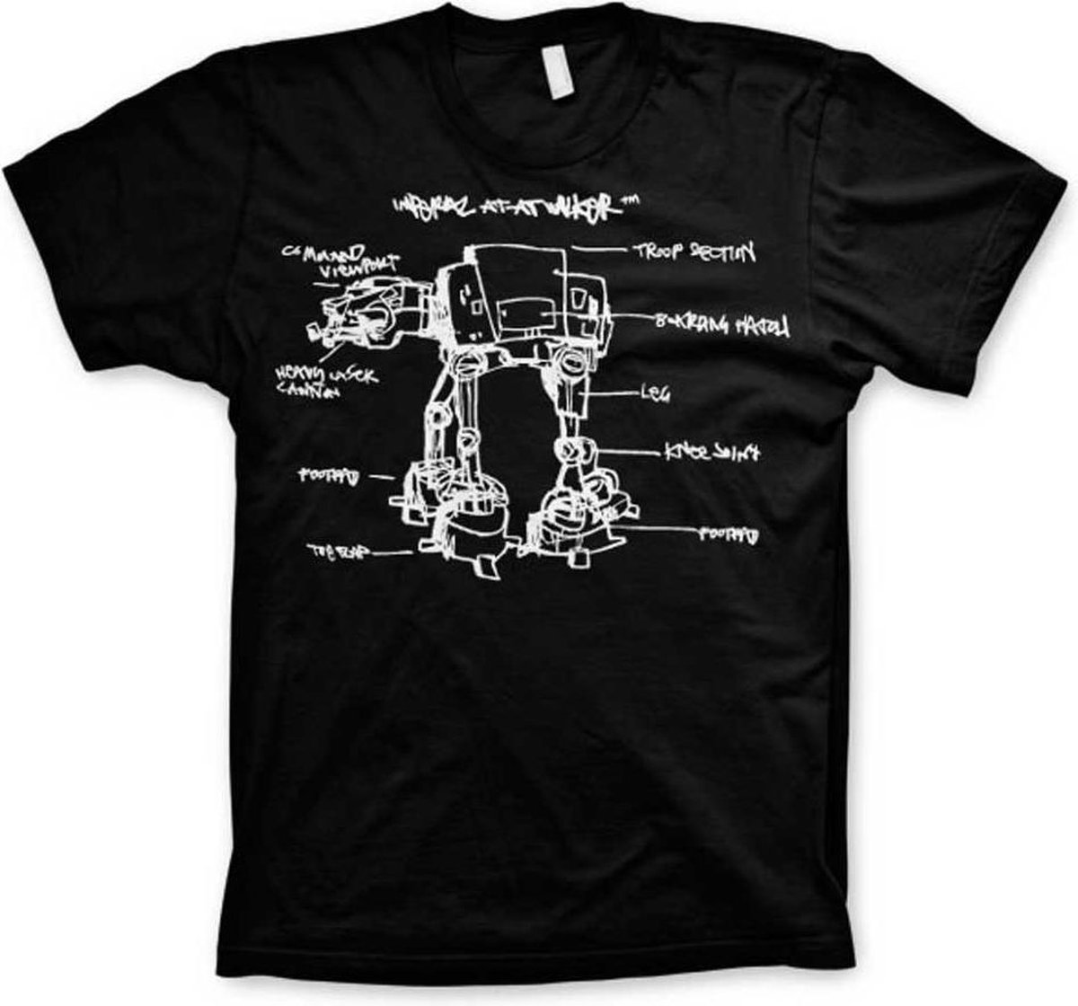 Star Wars Heren Tshirt -S- AT-AT Sketch Zwart