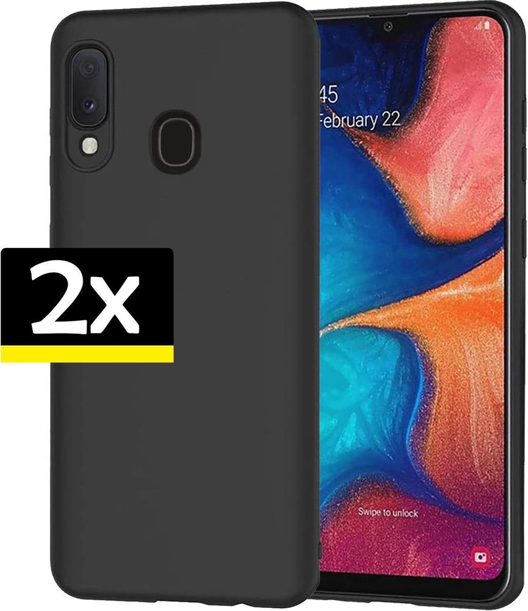 Hoesje - 2 Stuks - Geschikt voor Samsung Galaxy A20e - Sterk & Shockproof - Case Siliconen - Back Cover - Telefoon Hoes - Telefoonhoesjes - Zwart