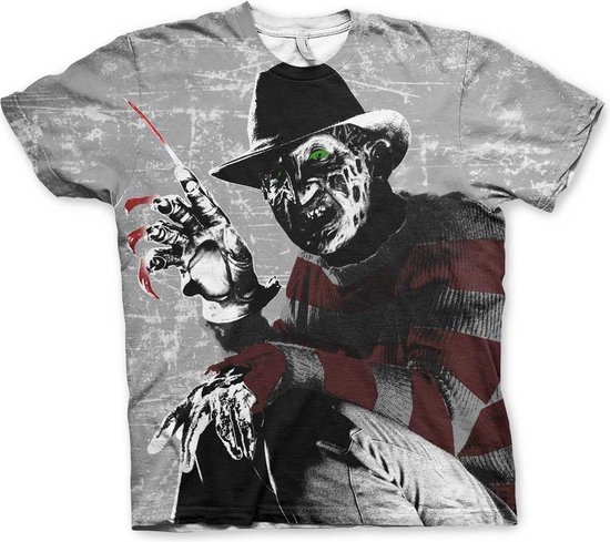 A Nightmare On Elm Street Heren Tshirt -XL- Freddy Krueger Allover Multicolours