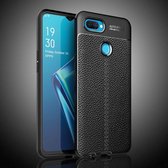 Oppo A12 Hoesje met Kunstleer Coating Zwart