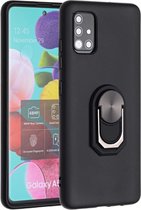 Samsung Galaxy A71 TPU Hoesje met Ring Kickstand Zwart