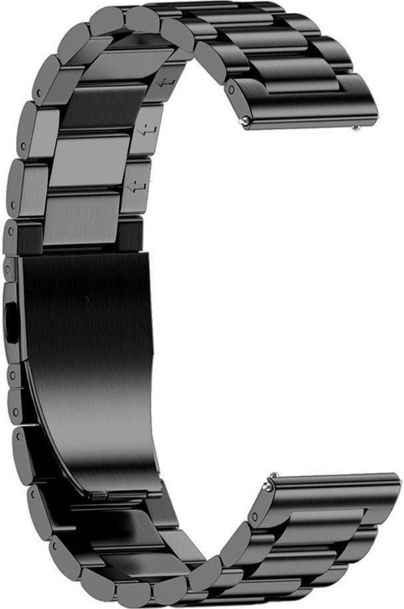 Stalen horlogeband 22mm - universeel - zwart | bol.com