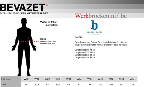 Brams Paris - Jeans pour homme - Stretch - Longueur 32 - Danny - Noir