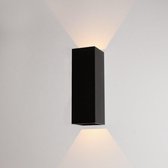 Wandlamp Vegas 150 Zwart - 5x5x15cm - LED 2x2,3W 2700K 2x230lm - IP65 - Dimbaar > wandlamp binnen zwart | wandlamp buiten zwart | wandlamp zwart | buitenlamp zwart | muurlamp zwart | led lamp zwart | sfeer lamp zwart | design lamp zwart
