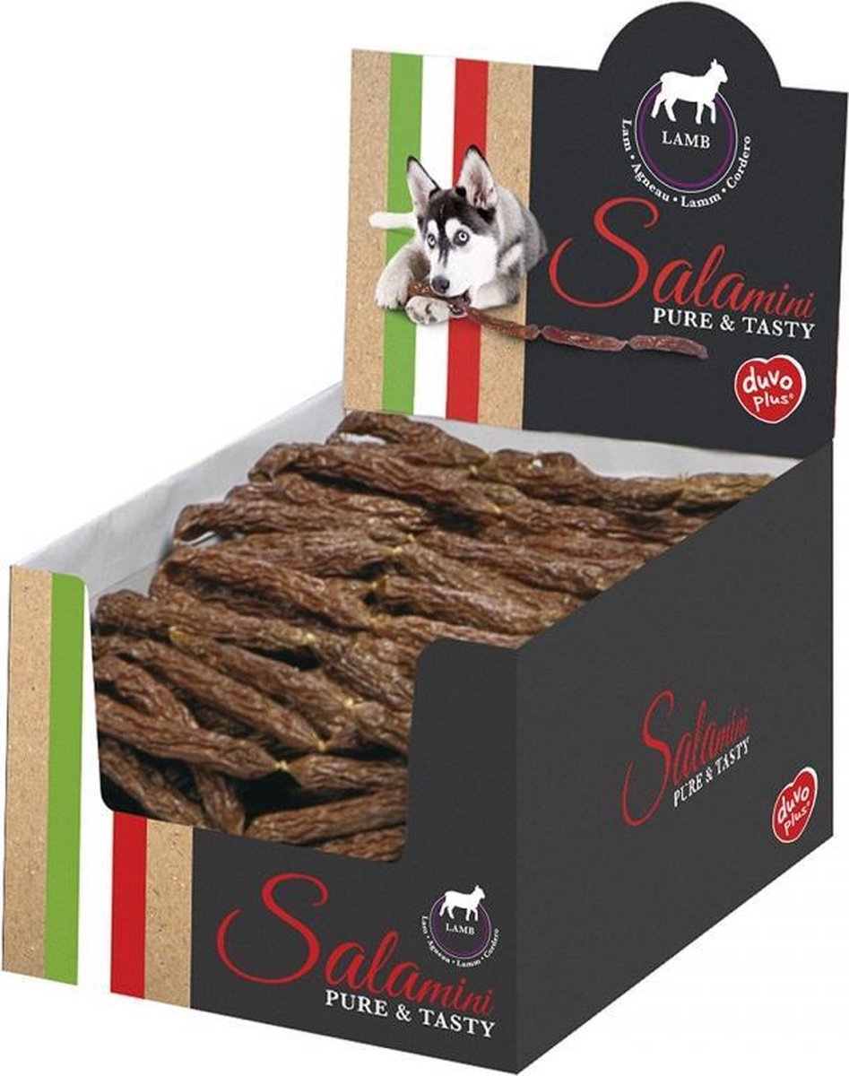 Duvo+ Salamini worstjes met lam 8,5x8,5x1,6cm, prijs voor display met 250 stuks