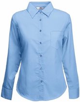 Fruit Of The Loom Vrouwen Dames-Fit poplin Overhemd Lange Mouwen (Mid Blauw)