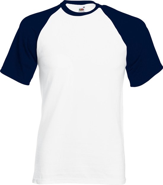 Shortsleeve Baseball T-shirt (Wit / Navy) XL