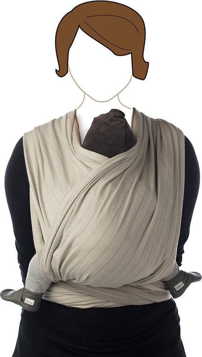 Écharpe de portage en coton biologique, tricot slen taupe Babylonia