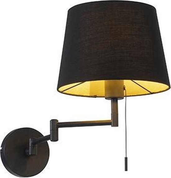 QAZQA ladas - Moderne Wandlamp met zwenkarm voor binnen - 1 lichts - L 25 cm - Zwart - Woonkamer | Slaapkamer | Keuken