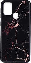 Shop4 - Samsung Galaxy M31 Hoesje - Harde Back Case Marmer Zwart