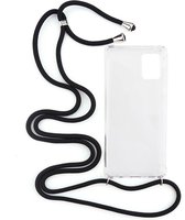 Shop4 - Samsung Galaxy A71 Hoesje - Zachte Back Case met Koord Zwart