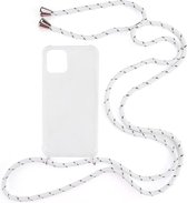 Shop4 - iPhone 12 Hoesje - Zachte Back Case met Koord Multi Wit