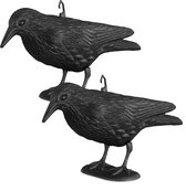 relaxdays 2 x pigeon épouvantail corbeau debout - 38 cm épouvantail noir - figurine de jardin