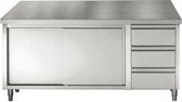 Professionele RVS Werktafel | Schuifdeuren | Laden | 160cm | RVS | Combisteel | 7452.0906 | Horeca