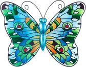 Onthewall | Vlinder | metaal & glas | mozaiek | blauw | L | 21 x 31cm