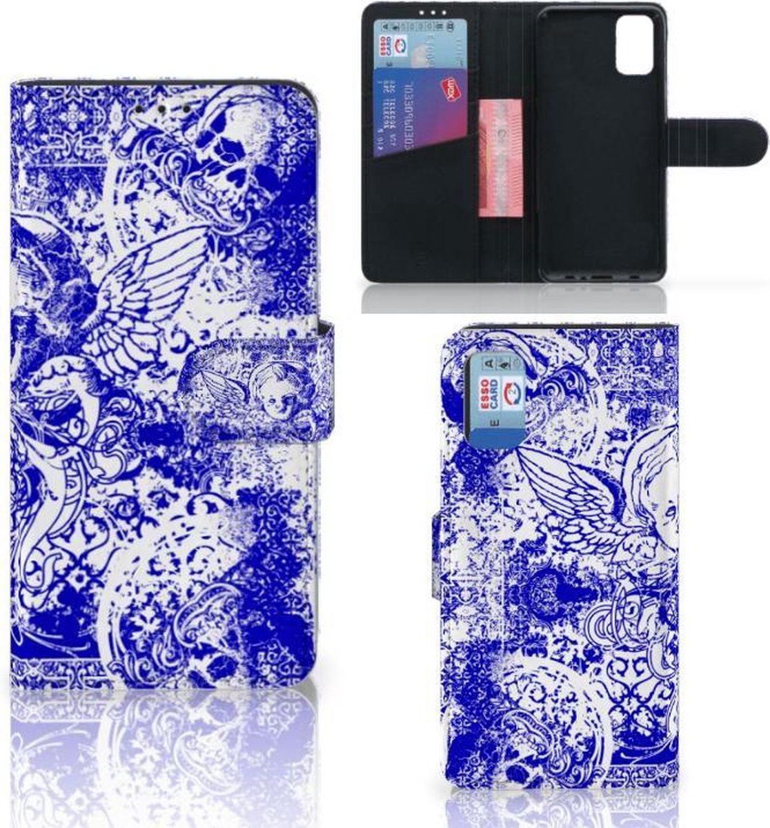 Telefoonhoesje met Naam Samsung Galaxy A41 Angel Skull Blauw