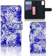 Book Style Case Geschikt voor Samsung Galaxy A41 Smartphone Hoesje Angel Skull Blue