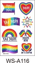 2x Regenboog gay pride kleuren neptattoos-regenboog vlag-Carnaval-Plak tattoo-tattoo stickers-Regenboogvlag LGBT Pride Month-WS-A116