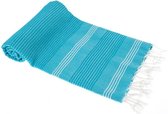Hamamdoek BeachFun Turquoise - 180x90cm - dun strandlaken - sneldrogende handdoeken - saunadoek - omslagdoek