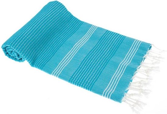 uitroepen kalmeren Het is goedkoop Hamamdoek BeachFun Turquoise - 180x90cm - dun strandlaken - sneldrogende  handdoeken -... | bol.com