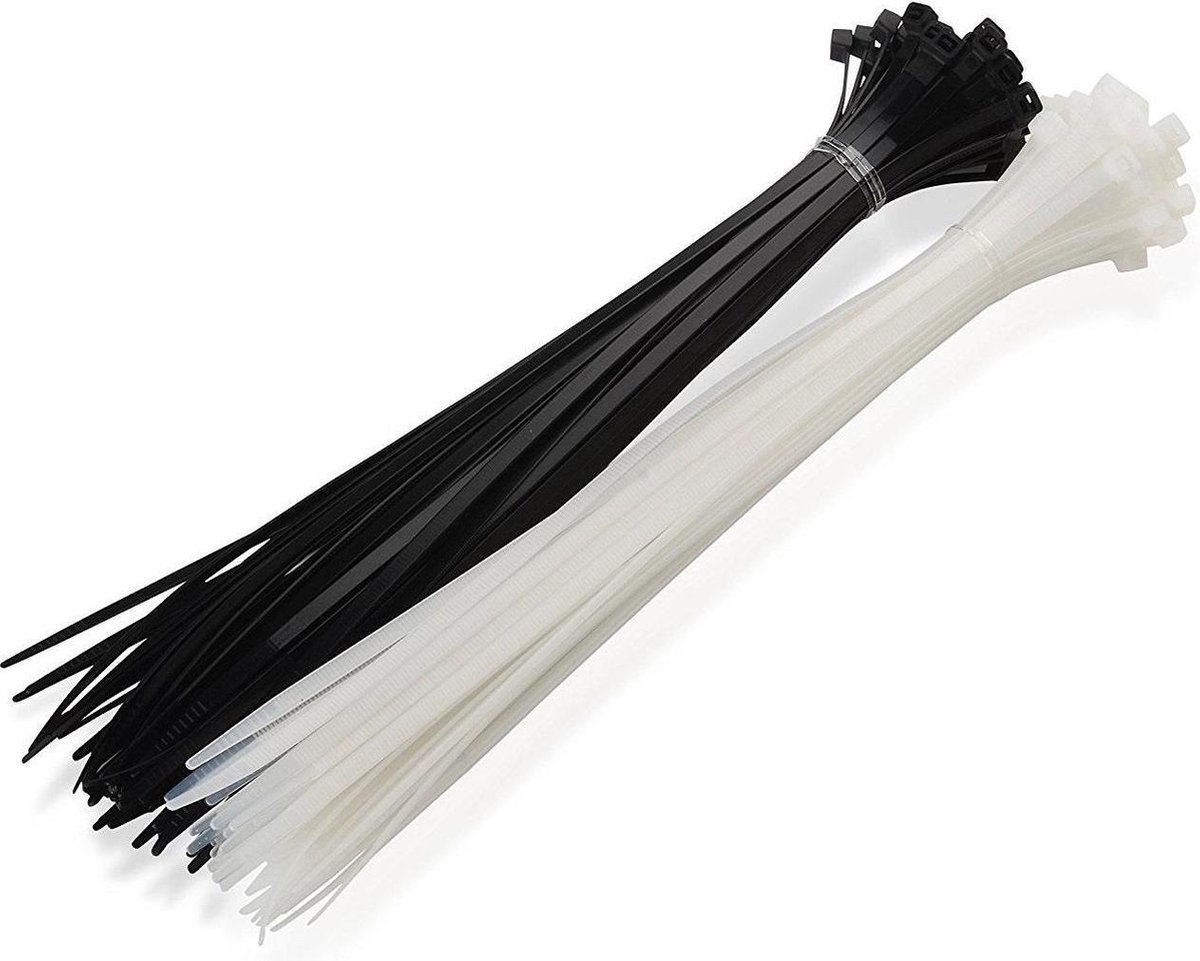 Print Equipment 100 Profesionele kabelbinders - tie wraps 300 mm lengte x dikte 7,6 mm zwart