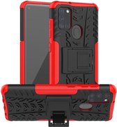 Samsung Galaxy A21S Hybride Kickstand Hoesje Rood
