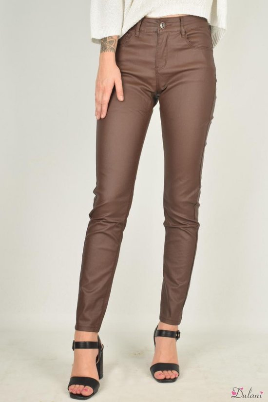 Zwarte Lederlook Flared Broek met Splitjes - Uwantisell.nl