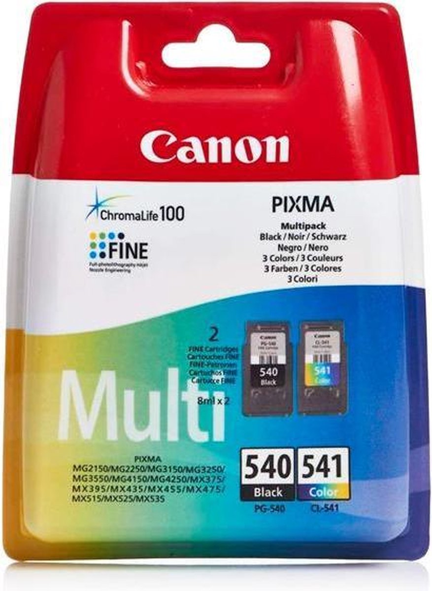 Cartouches d'encre Canon PG-540/CL-541 - Pack de 2 - Jet d'encre - Noir,  couleur (cyan, magenta, jaune) - Cdiscount Informatique